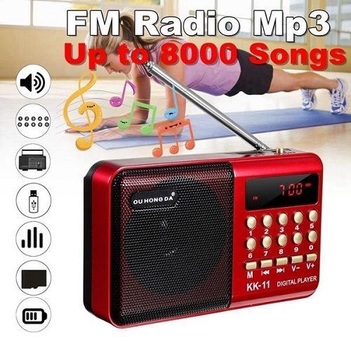 FM Radio Digital Stereo Speaker MP3 USB Disk TF Card AUX
