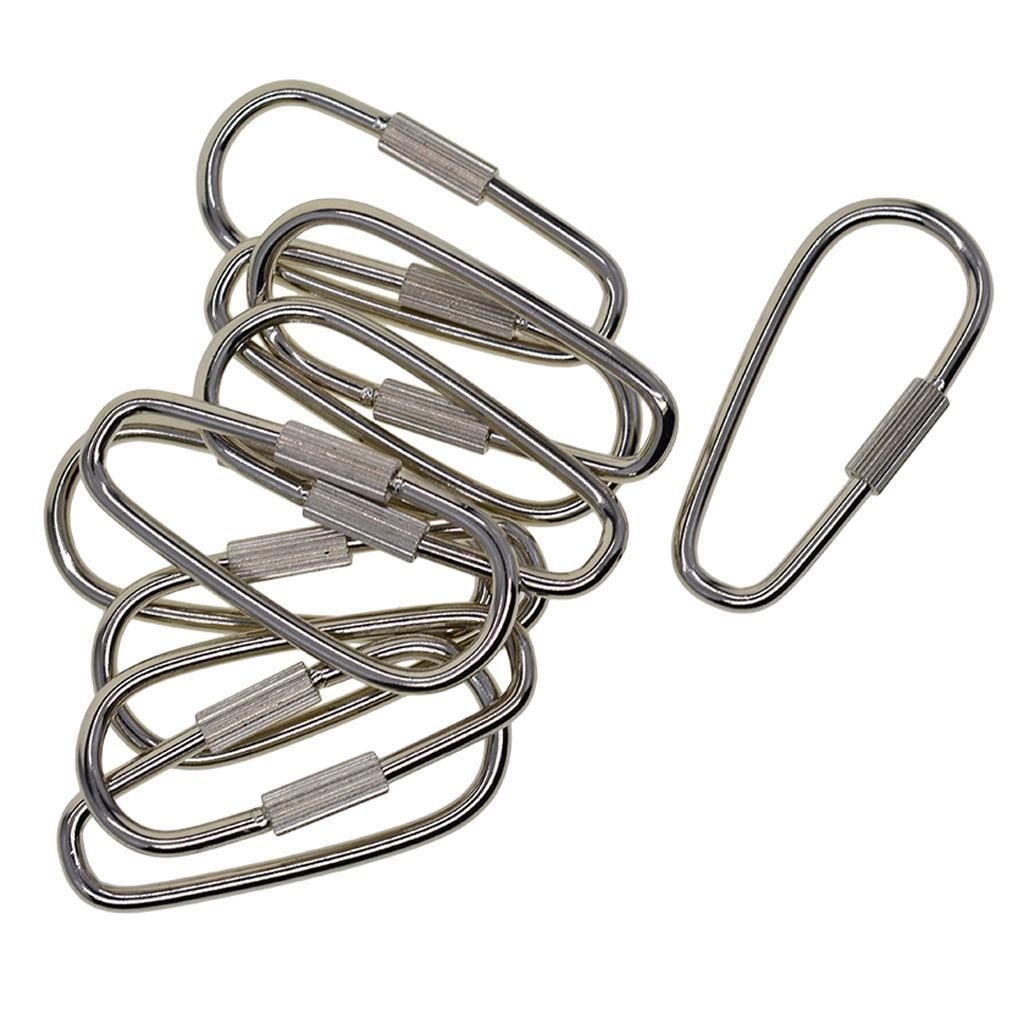 2x 10pcs Carabiner Keychain Clip Hook Screw Locking Buckle