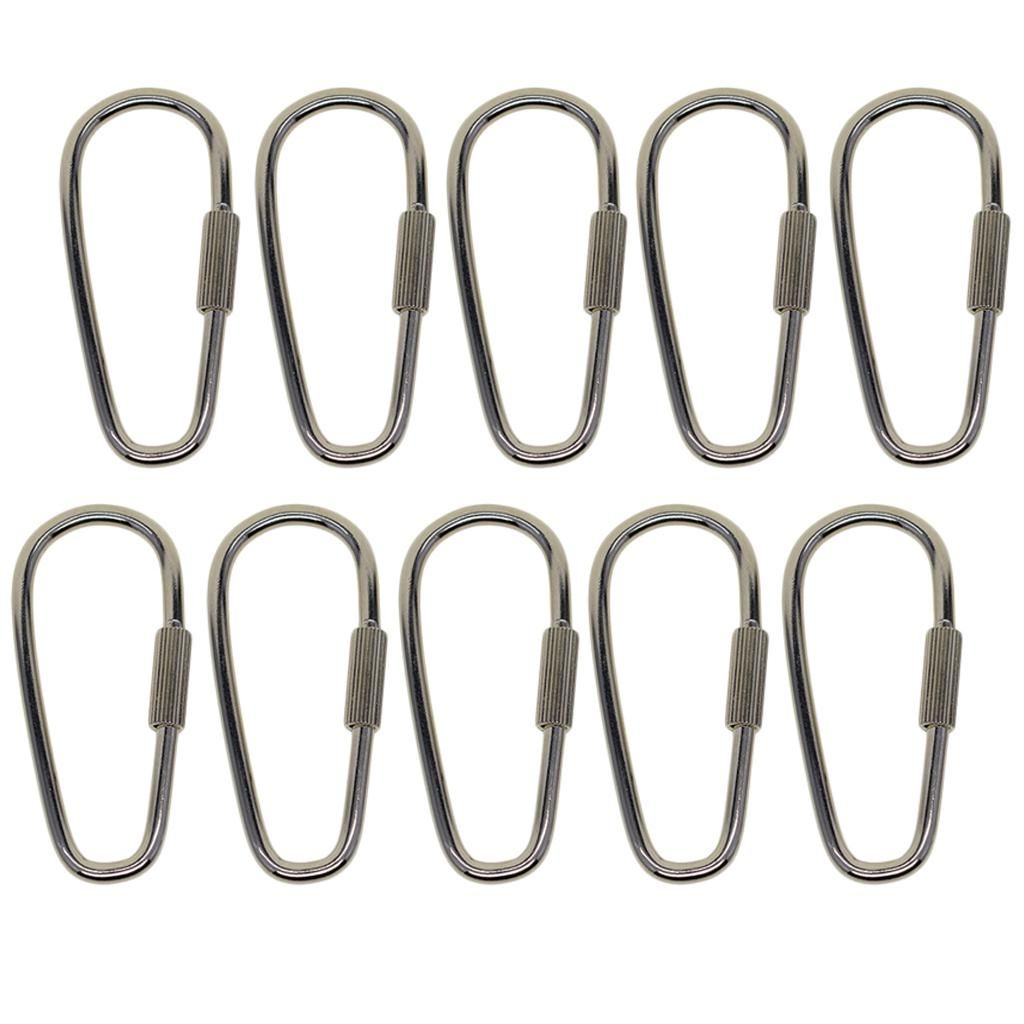 2x 10pcs Carabiner Keychain Clip Hook Screw Locking Buckle
