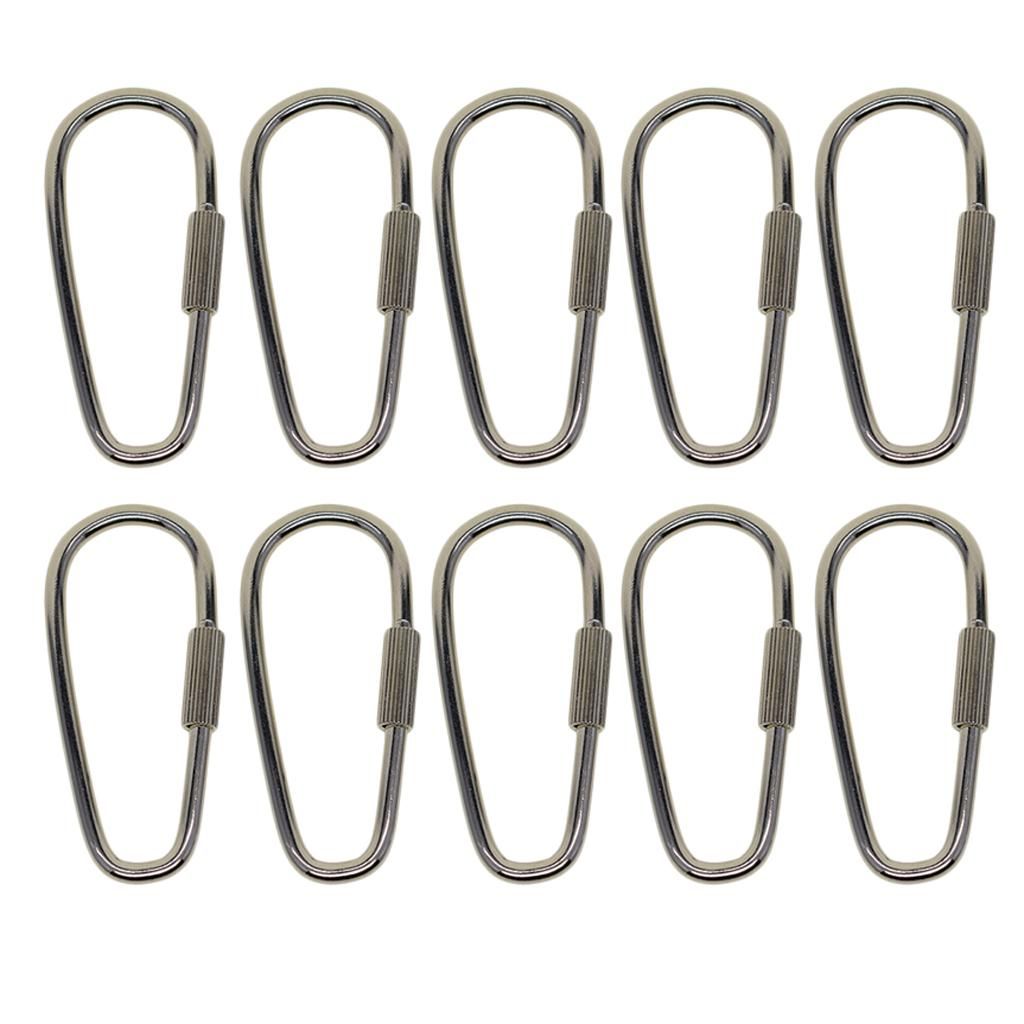 2x 10pcs Carabiner Keychain Clip Hook Screw Locking Buckle
