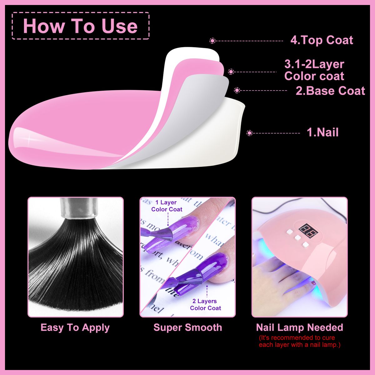 21colors Soak Off Nail Varnish Set  Base Top Coat