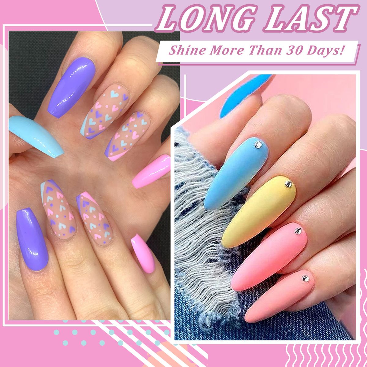 21colors Soak Off Nail Varnish Set  Base Top Coat