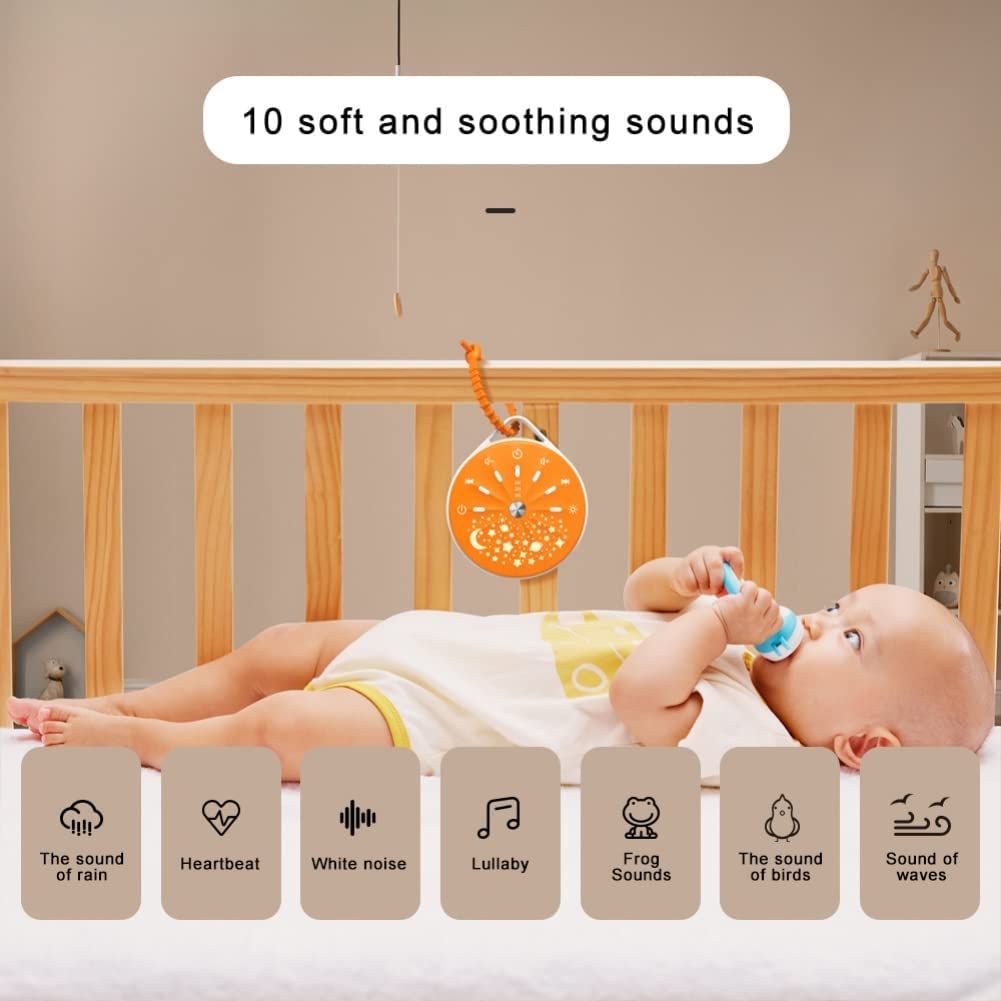Portable Noise Machine For Baby, 7 Color Light 10 Soothing, Natural Sound Machine For Adults With Volume Control.  Nice Gift