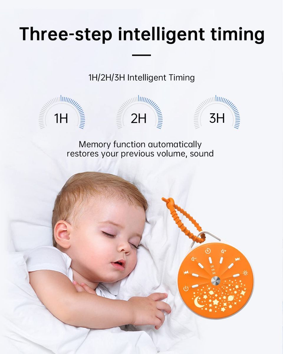 Portable Noise Machine For Baby, 7 Color Light 10 Soothing, Natural Sound Machine For Adults With Volume Control.  Nice Gift