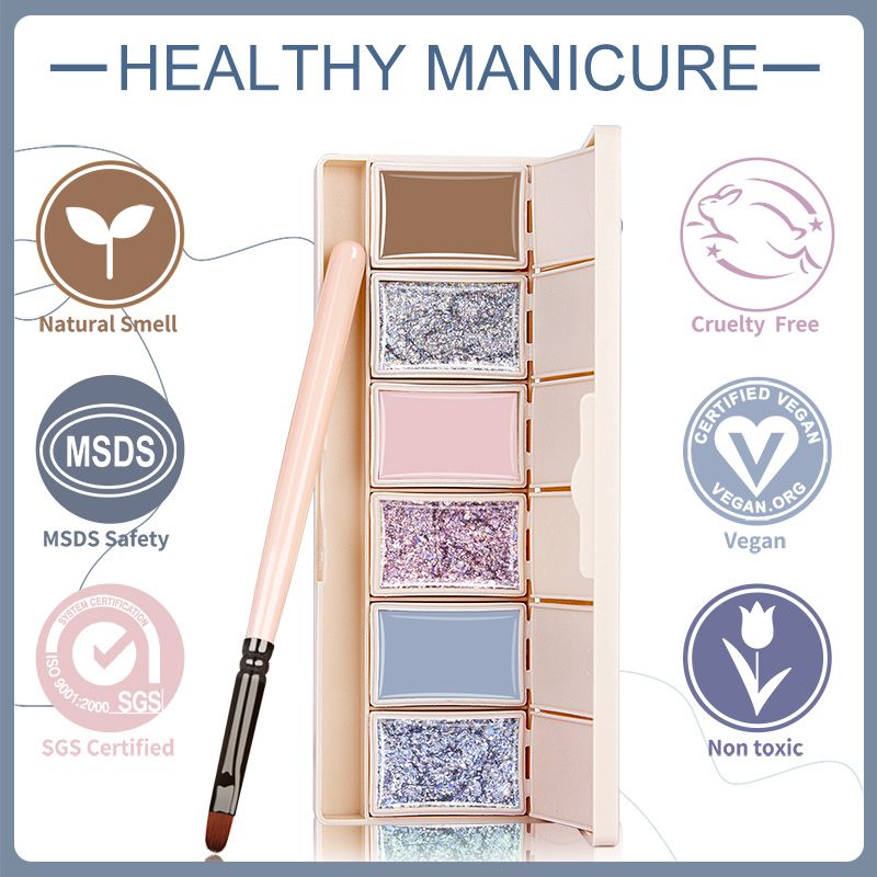 6 Colors Solid Cream Nail Varnish Pudding Palette