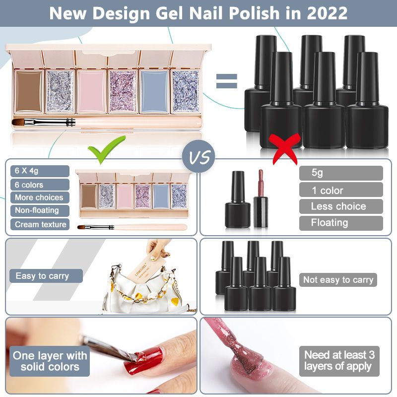6 Colors Solid Cream Nail Varnish Pudding Palette