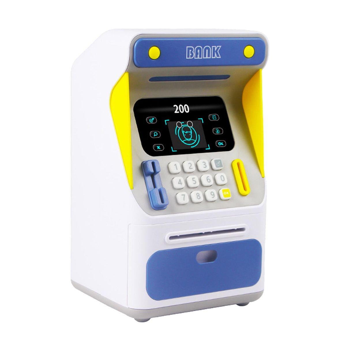 Small Atm  Machine Piggy   Simulation For  Children Blue