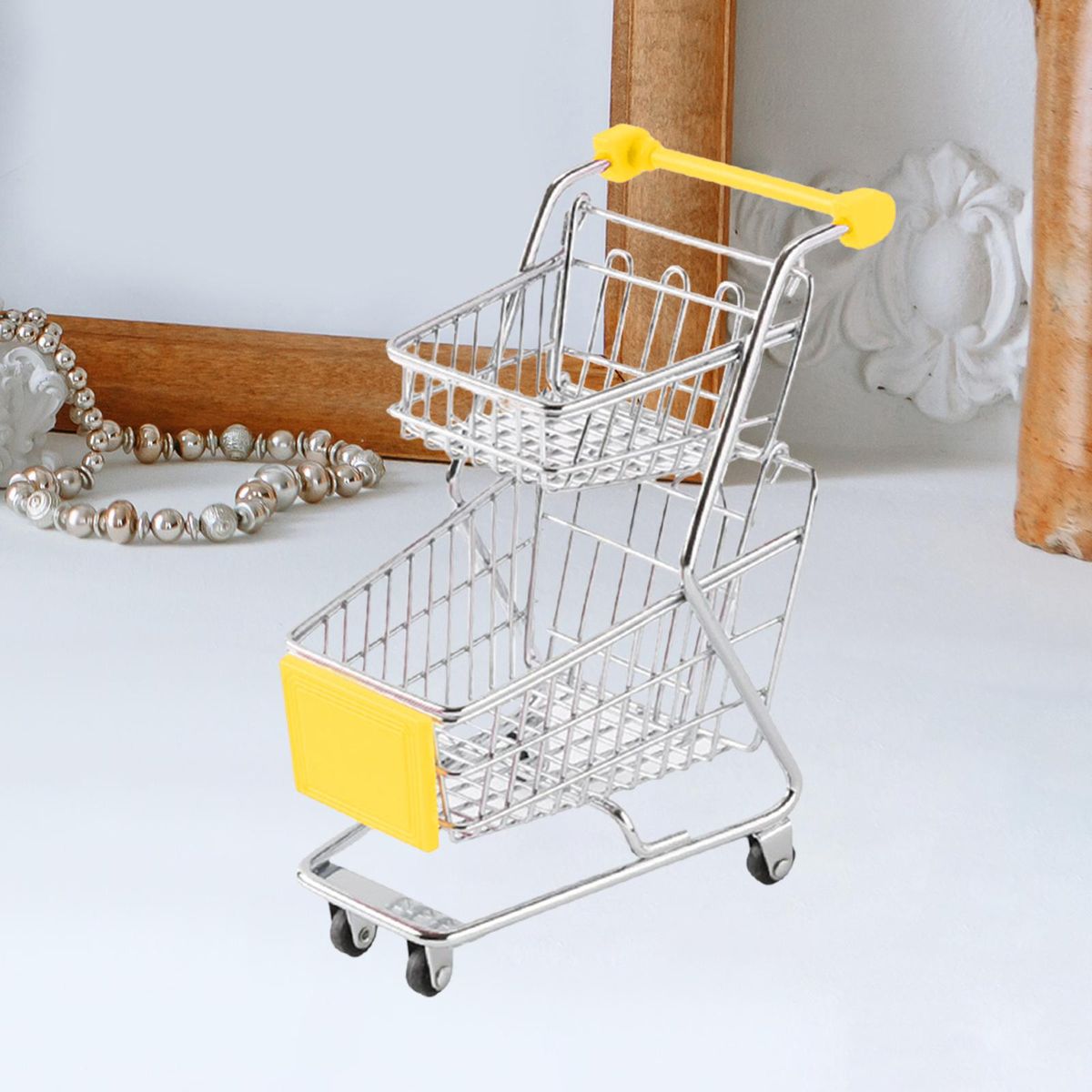 2 Mini Trolley Provisions Children Play Toy Supermarket Trolley Push