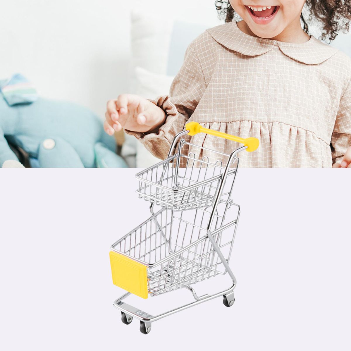2 Mini Trolley Provisions Children Play Toy Supermarket Trolley Push