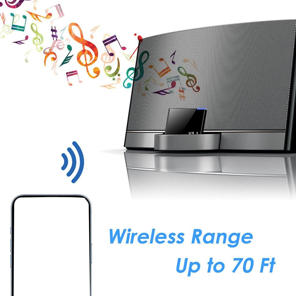 30 Pin Bluetooth Audio Receiver For IPod 30 Pin Dock Speaker Bluetooth