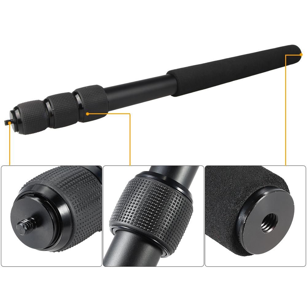 Protable Compact Lightweight Extendable Mini 2in1 Zoom Microphone Boom Pole Camera Monopod Padded Handle   Twist Lock 3 Sections