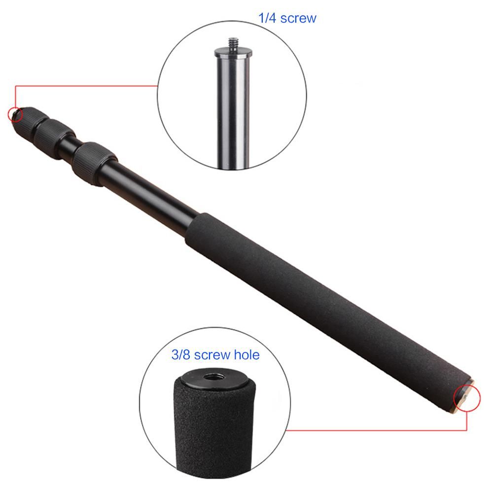 Protable Compact Lightweight Extendable Mini 2in1 Zoom Microphone Boom Pole Camera Monopod Padded Handle   Twist Lock 3 Sections