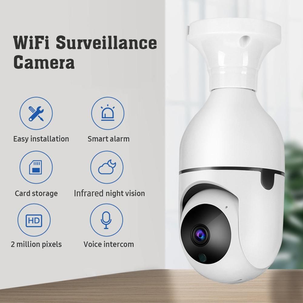 WiFi 360 Panoramic Bulb Camera 1080P Security Camera with 2.4GHz WiFi 360 Degree Panoramic viewing Wireless Home Surveillance Camera Night Vision Two Way Audio Smart Motion Detection Tuya APP