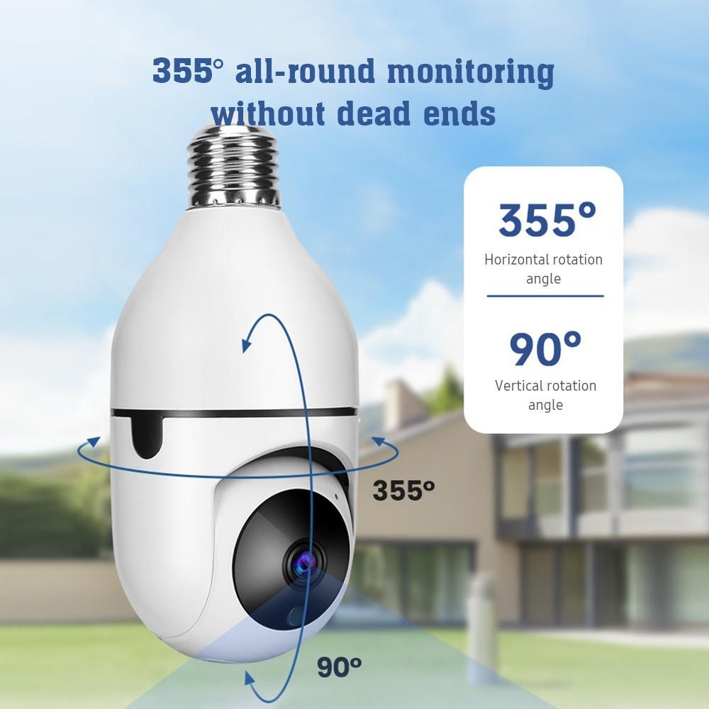 WiFi 360 Panoramic Bulb Camera 1080P Security Camera with 2.4GHz WiFi 360 Degree Panoramic viewing Wireless Home Surveillance Camera Night Vision Two Way Audio Smart Motion Detection Tuya APP