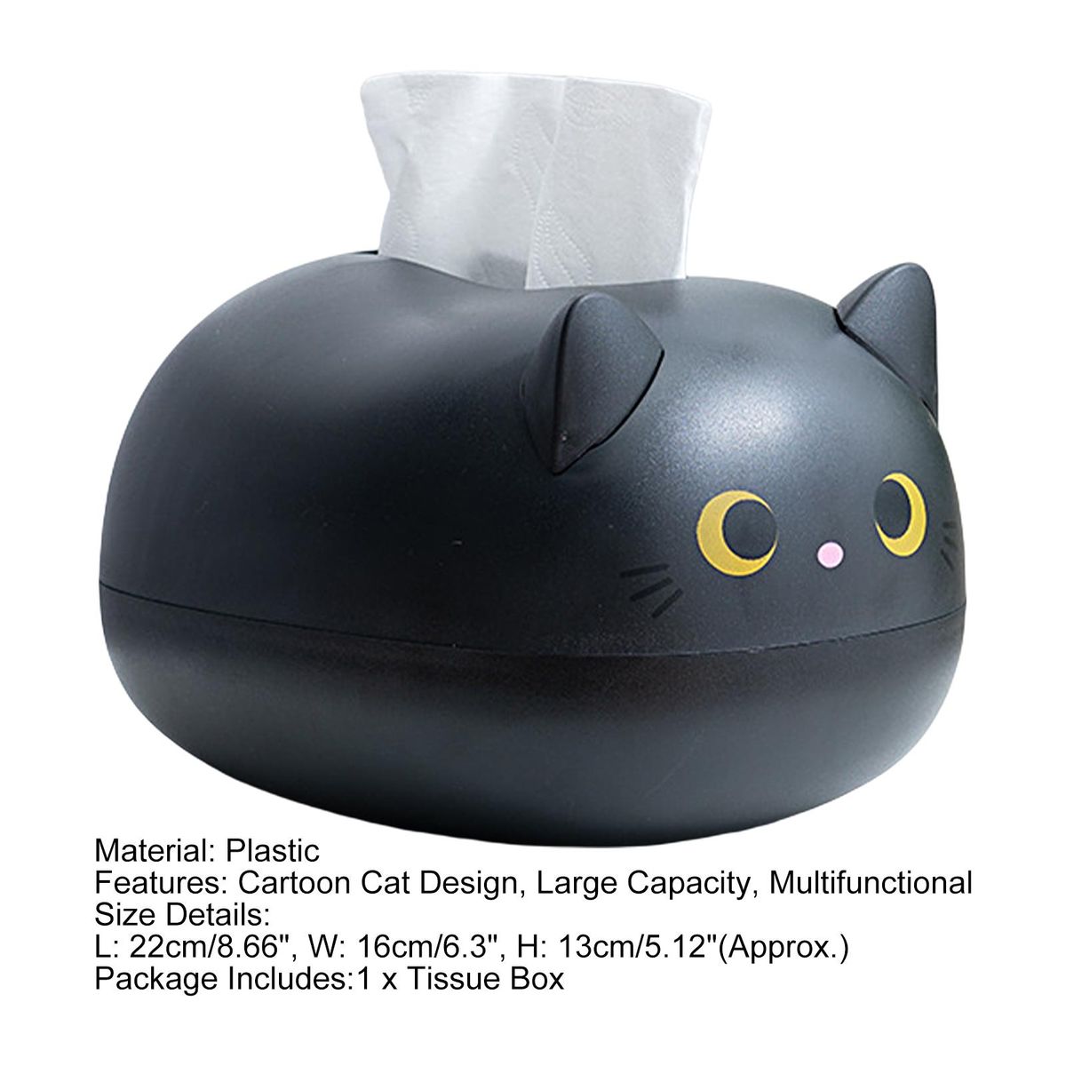 Napkin Box Cartoon Cat Napkin Organizer Box Black