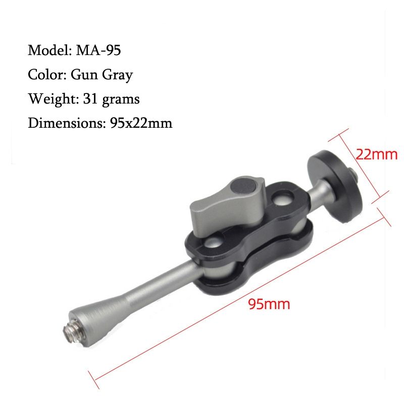 MA-95 Gun Gray YJ Magic Arm Bracket Mount 1/4 Inch Ball Head Magic Arm