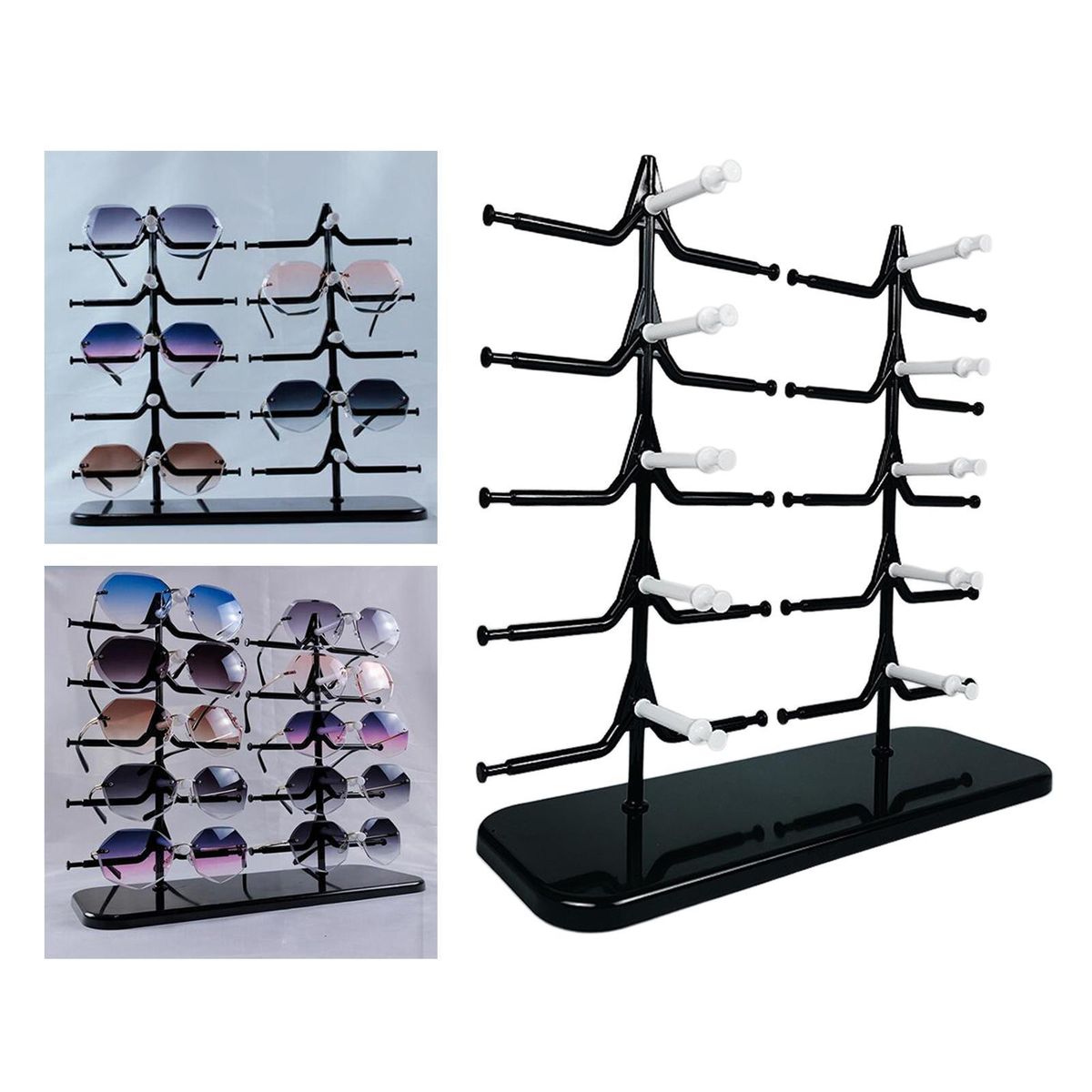 10 Pairs Sunglasses Rack Frame Glasses Display Stand Black White