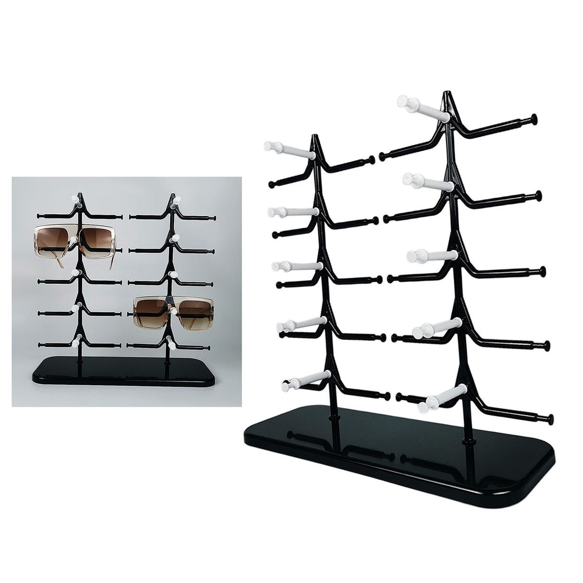 10 Pairs Sunglasses Rack Frame Glasses Display Stand Black White