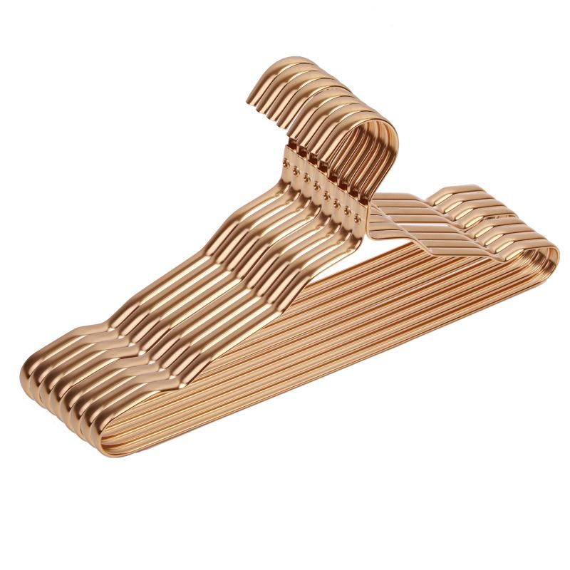 1 aluminum alloy hanger no trace adult clothes hanger non-slip windbreaker support multi-functional metal clothes hanger factory direct supply Gold