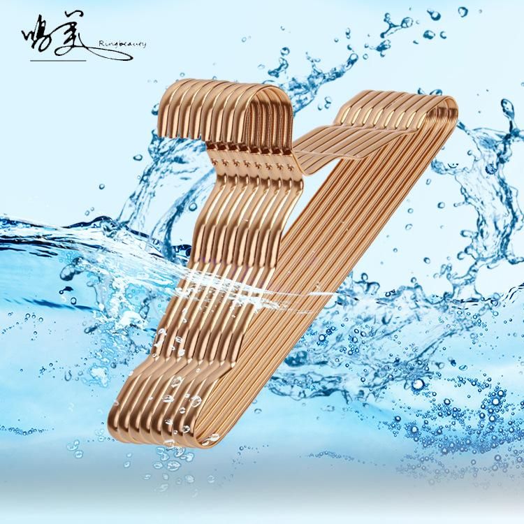 1 aluminum alloy hanger no trace adult clothes hanger non-slip windbreaker support multi-functional metal clothes hanger factory direct supply Gold