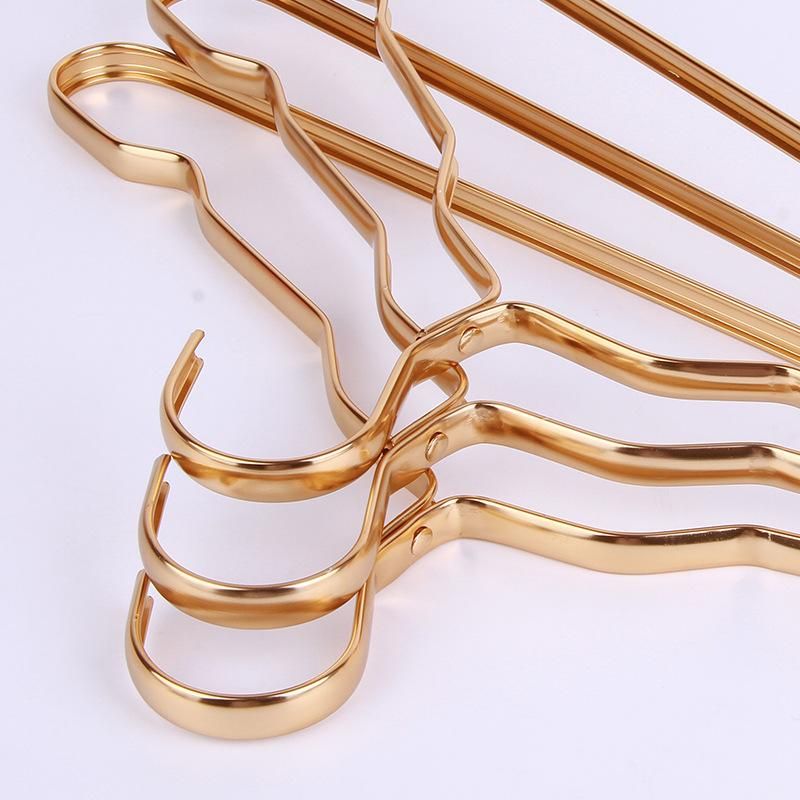1 aluminum alloy hanger no trace adult clothes hanger non-slip windbreaker support multi-functional metal clothes hanger factory direct supply Gold