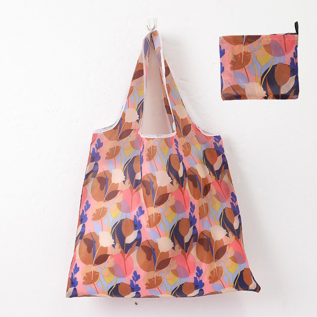 Shopping Bag Outdoor Traveling Portable Folding Beach Handbag Pink
