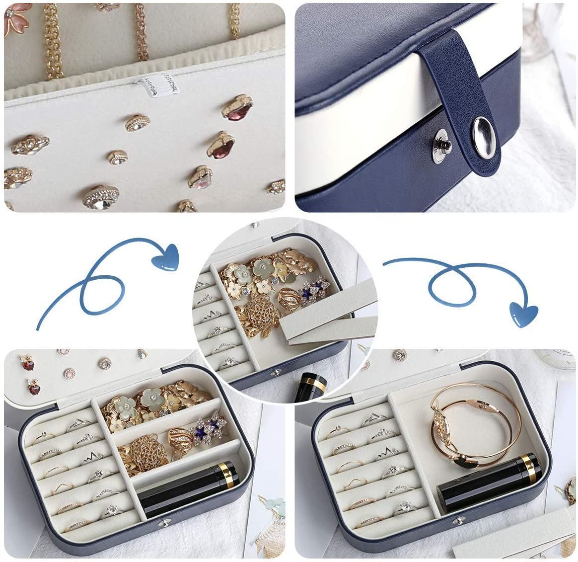 Jewelry Box Jewelry Organizer Jewelry Holder Case-Navy