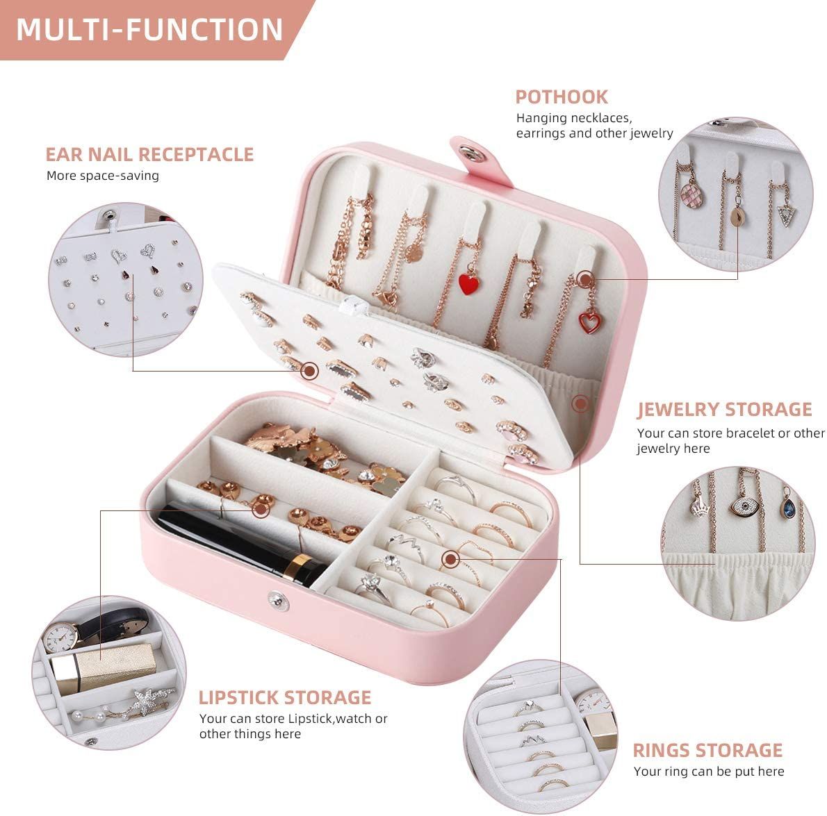 Jewelry Box Jewelry Organizer Jewelry Holder Case-Pink
