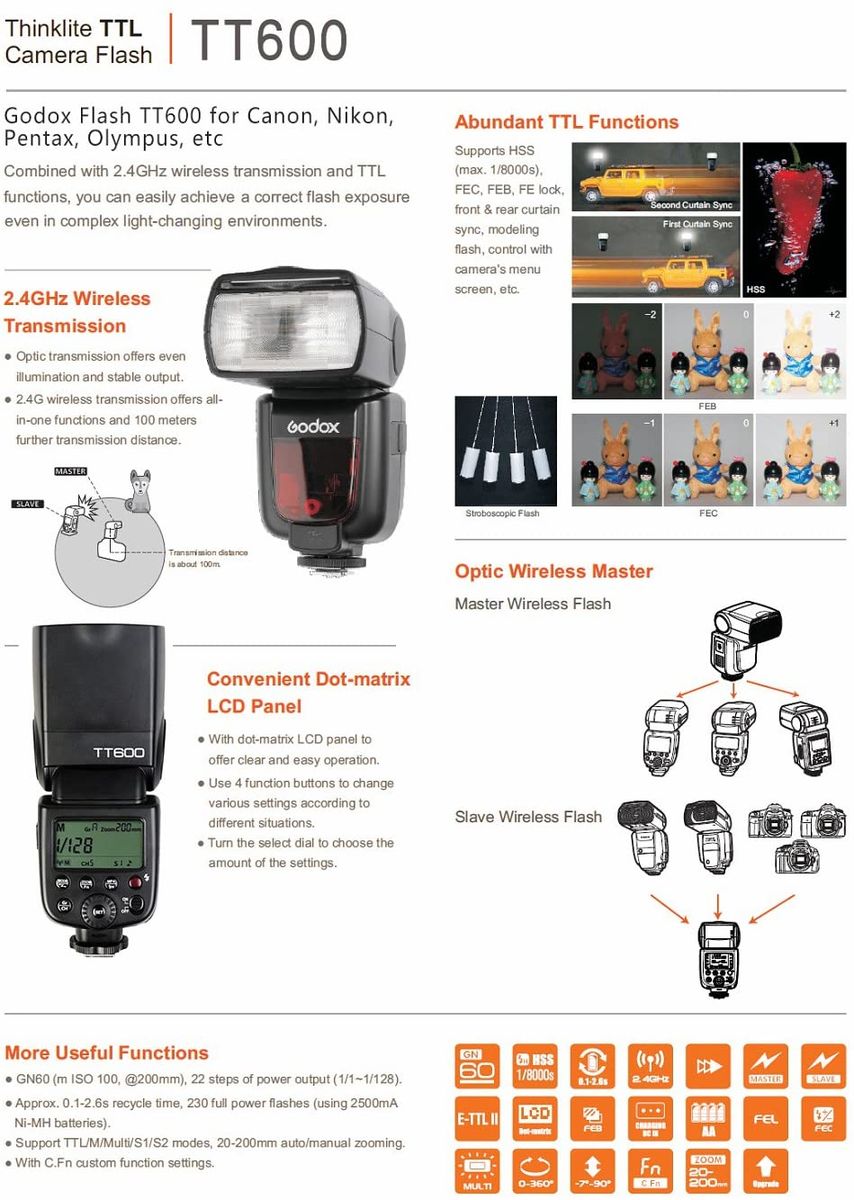 TT600 Speedlite Flash With Built-in 2.4G Wireles Transmision