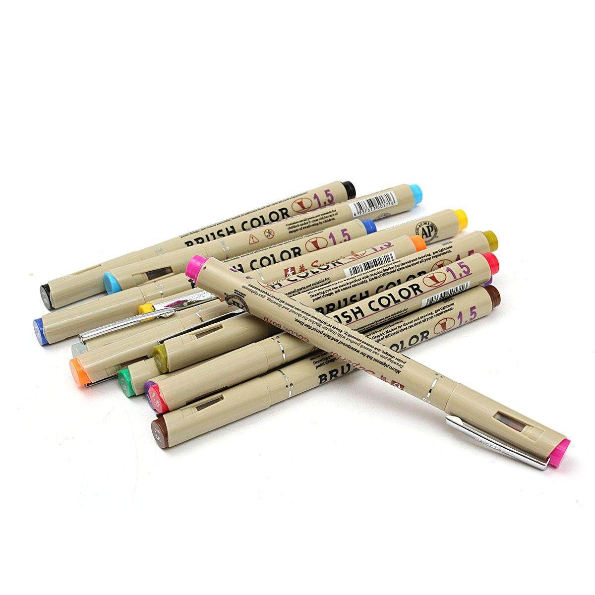 12 Colors Art Manga Brush Head Paint Copic Graphic Sketch Drawing Markers Pen