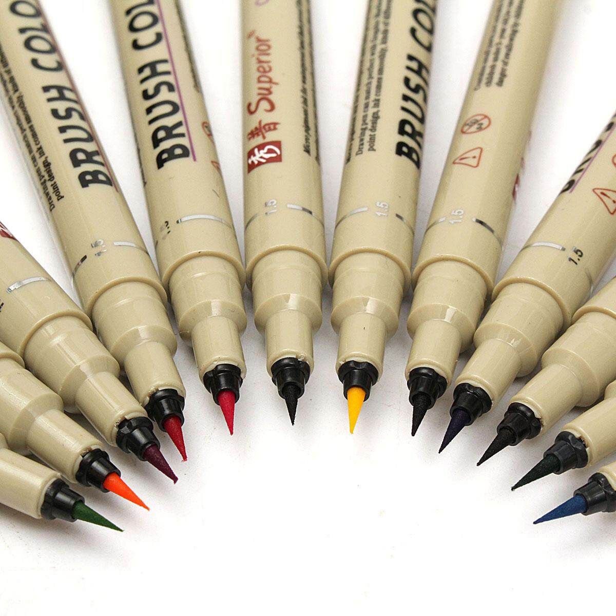 12 Colors Art Manga Brush Head Paint Copic Graphic Sketch Drawing Markers Pen