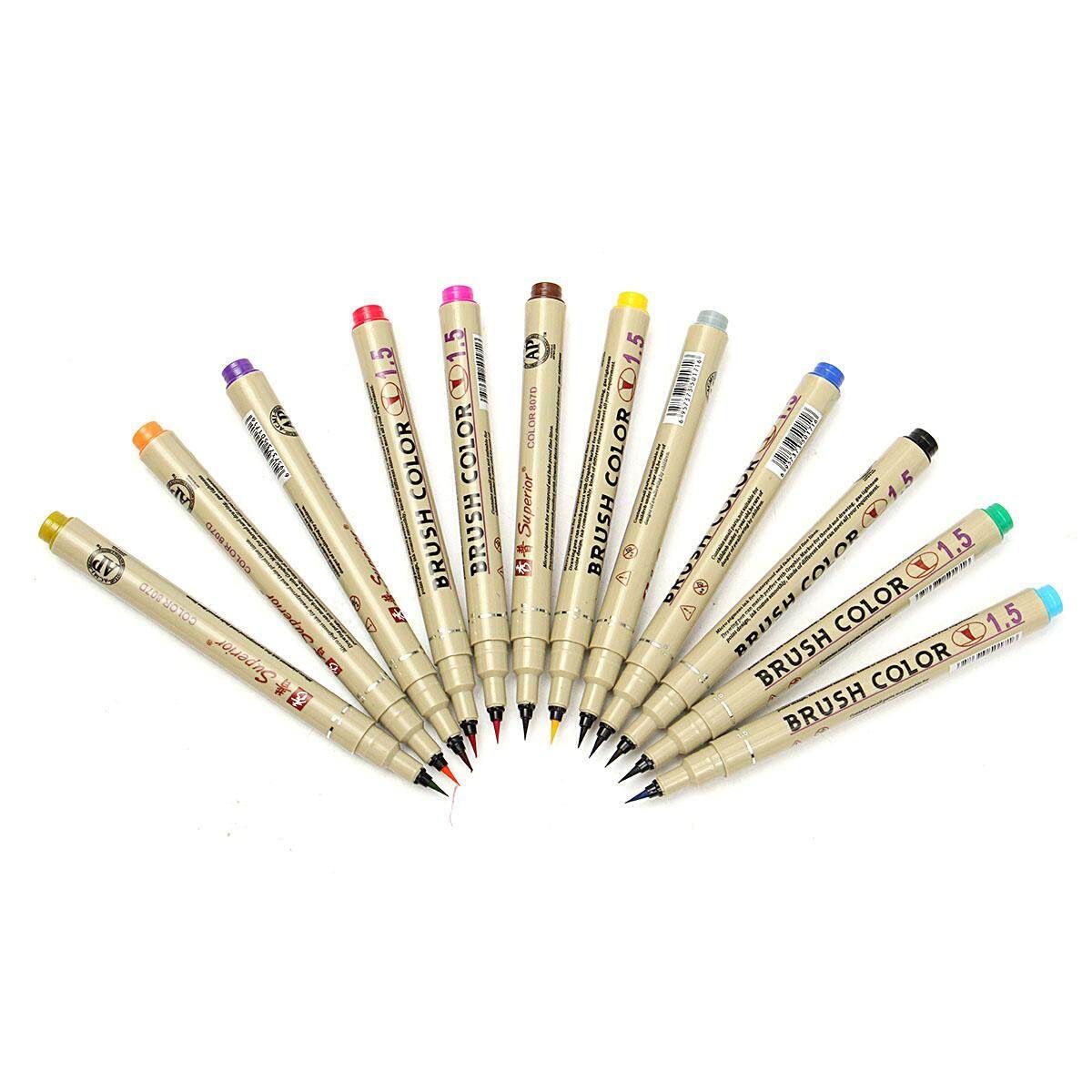 12 Colors Art Manga Brush Head Paint Copic Graphic Sketch Drawing Markers Pen