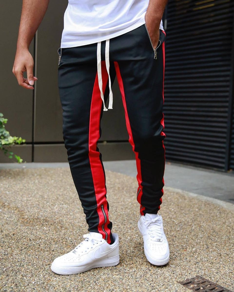 Informal Sports Pants for Men Black Pie Skin Black Size M- XXL