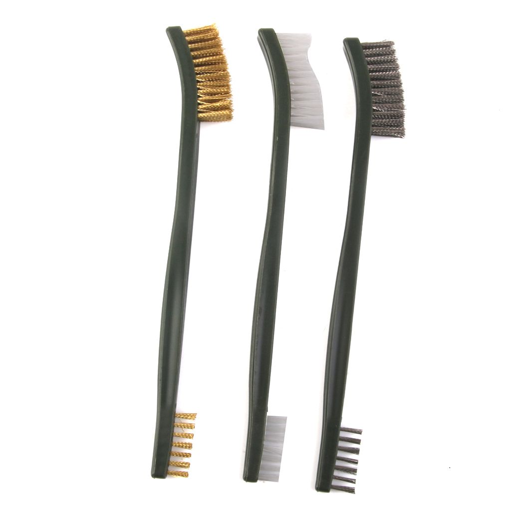 3Pc Double End Stainless Brush Brass Brush Nylon Brush Cleaning Tool