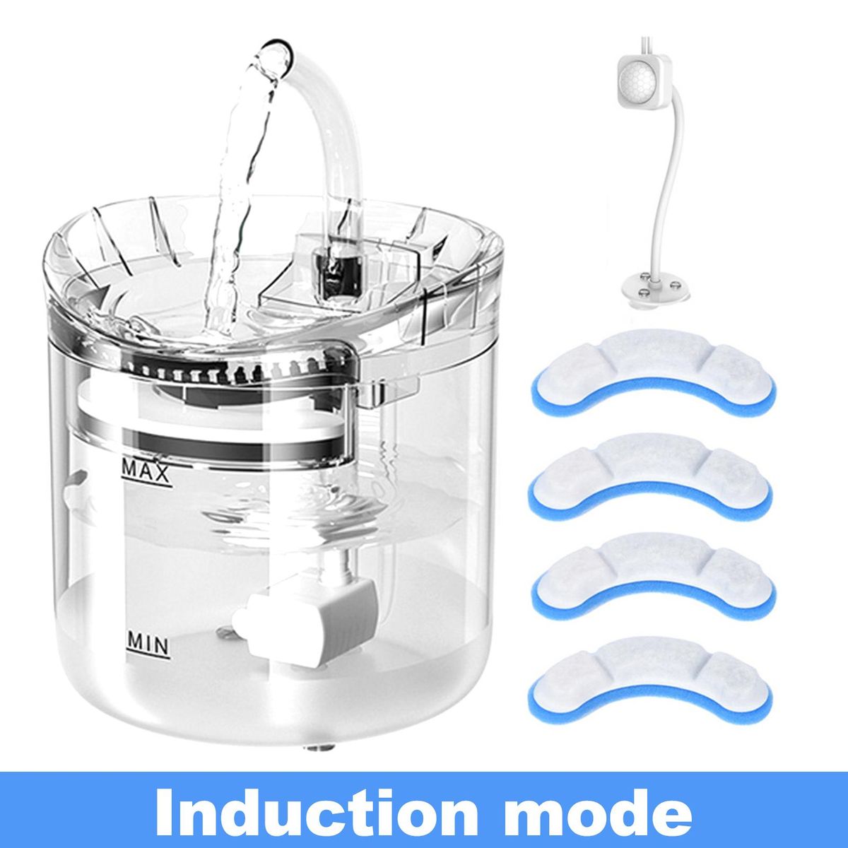 Cat Water Fountain, Dog Water Dispenser, 2L Super Quiet Automatic Pet Drinking Fountain 2 Water Flow Modes for Cats, Dogs, Multiple Pets