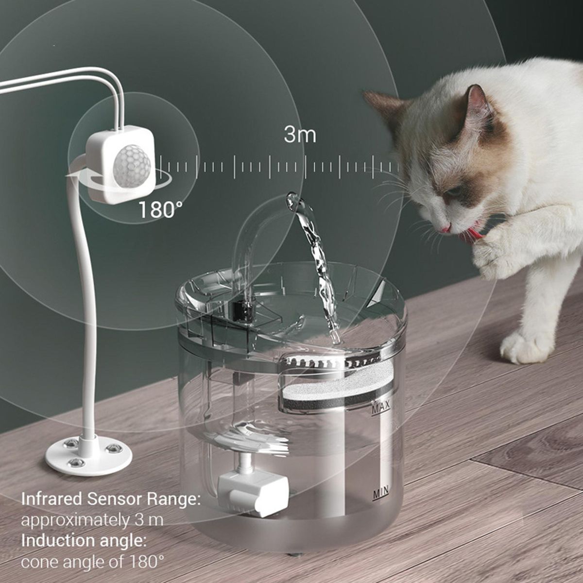 Cat Water Fountain, Dog Water Dispenser, 2L Super Quiet Automatic Pet Drinking Fountain 2 Water Flow Modes for Cats, Dogs, Multiple Pets