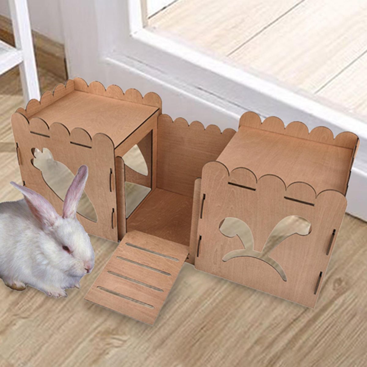 Wooden Rabbit Castle Hideout Guinea Pig Cage Accessories