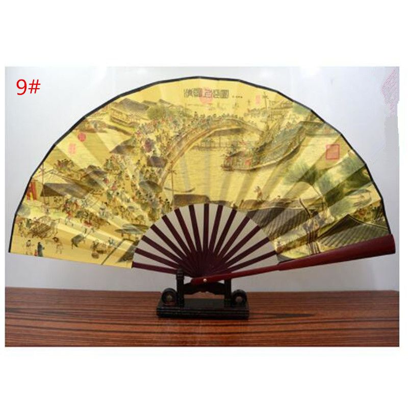 QLY9581 Print Fan Bamboo Folding Fabric Handmade Home Fan 1pc Hand Style Decoration Ribs Chinese Crafts