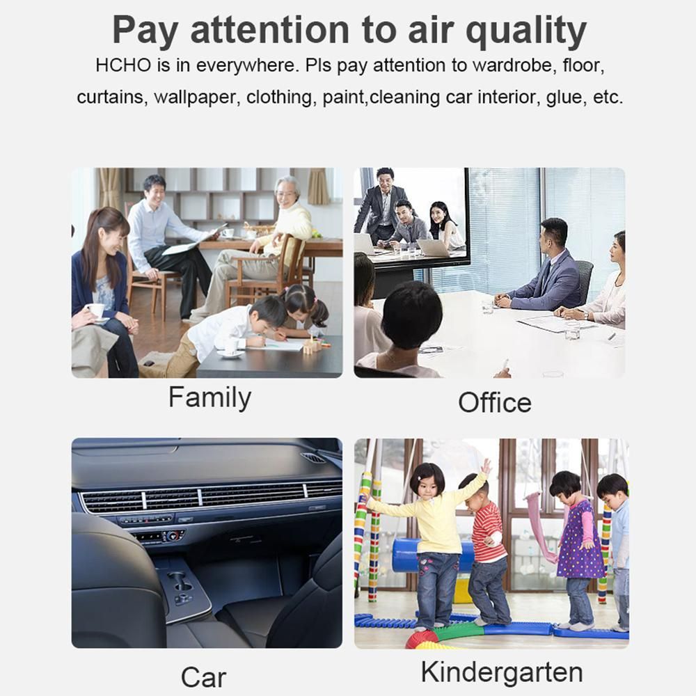 NOYAFA JSM16 5-in-1 Household Air Quality Monitor PM2.5/CO2/HCHO/TVOC Detector Temperature Humidity Tester Rechargeable Desktop Thermometer Hygrometer Formaldehyde Analyzer Real-time Monitoring