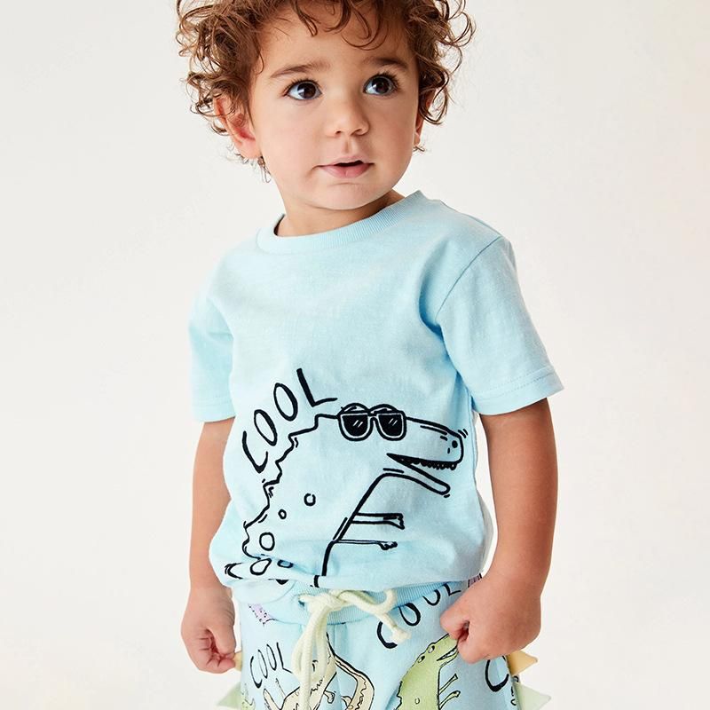 2023 Summer Children's Suit Cute Boys Cotton Clothes Short-Sleeved T-Shirt Shorts