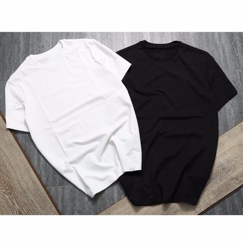 2 Unisex Plain Tee Polo(round Neck) Black And White