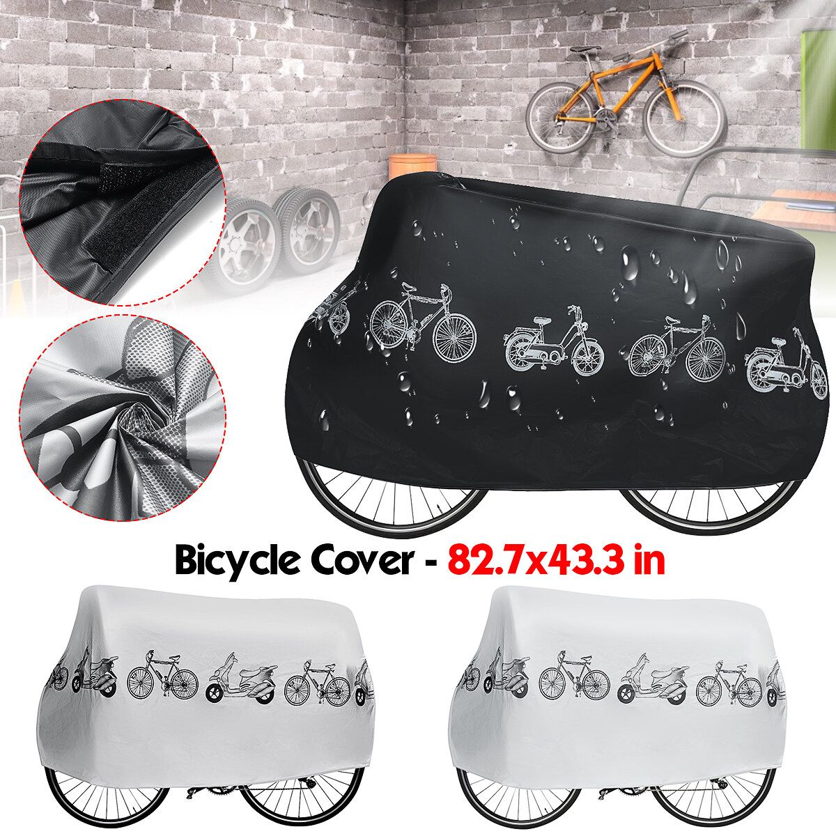 Motorcycle Bike Moped Scooter Cover Waterproof Rain UV Prevention Dustproof Grey