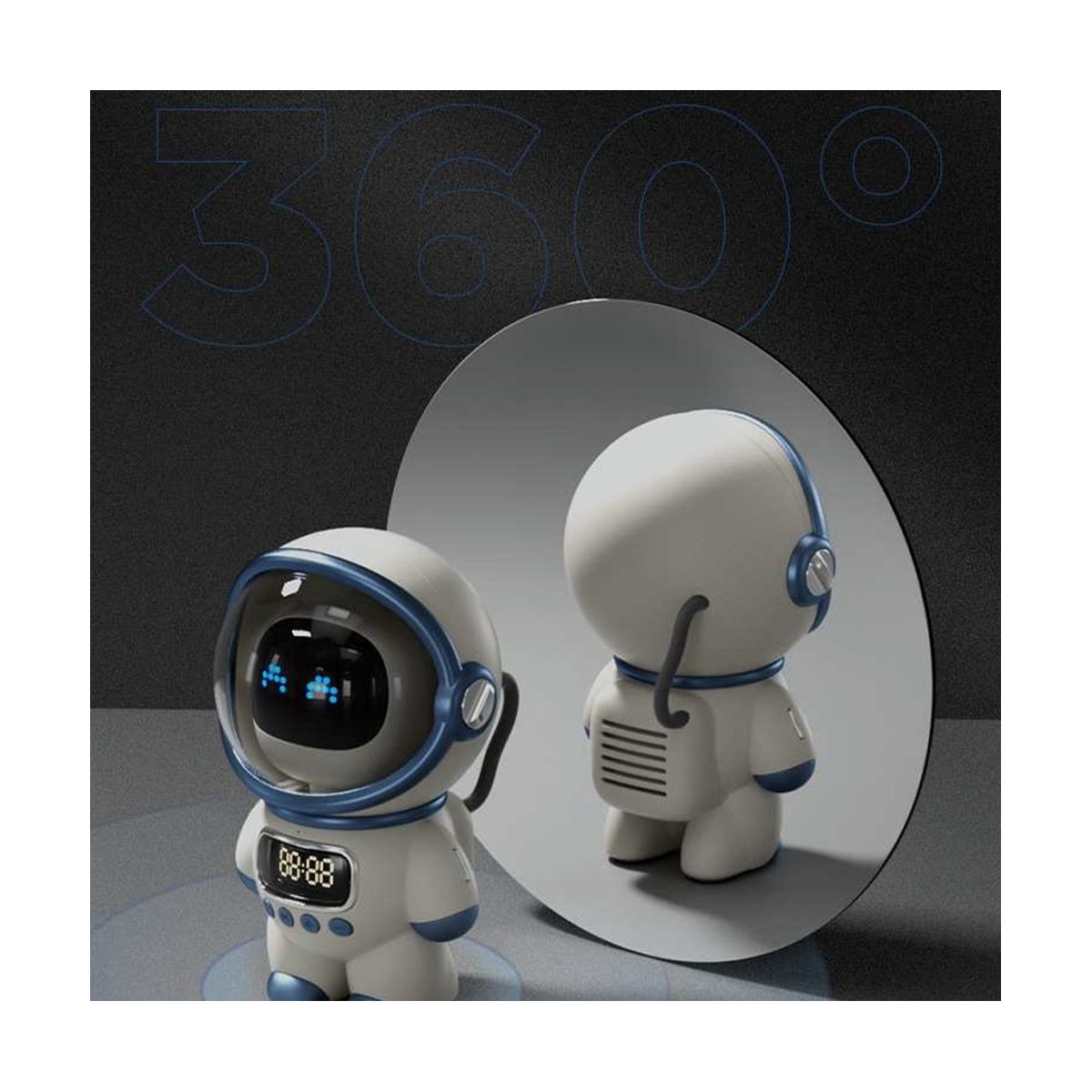 Astronaut Smart Bluetooth Speaker AI Voice HiFi Audio Desktop Multifunctional Audio New Digital Alarm Clock FM Radio,B