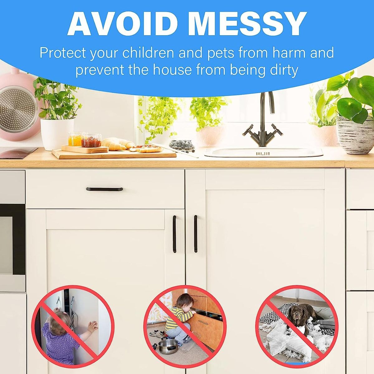 Child-proof Refrigerator Lock Non-stick Design Door Lock Black