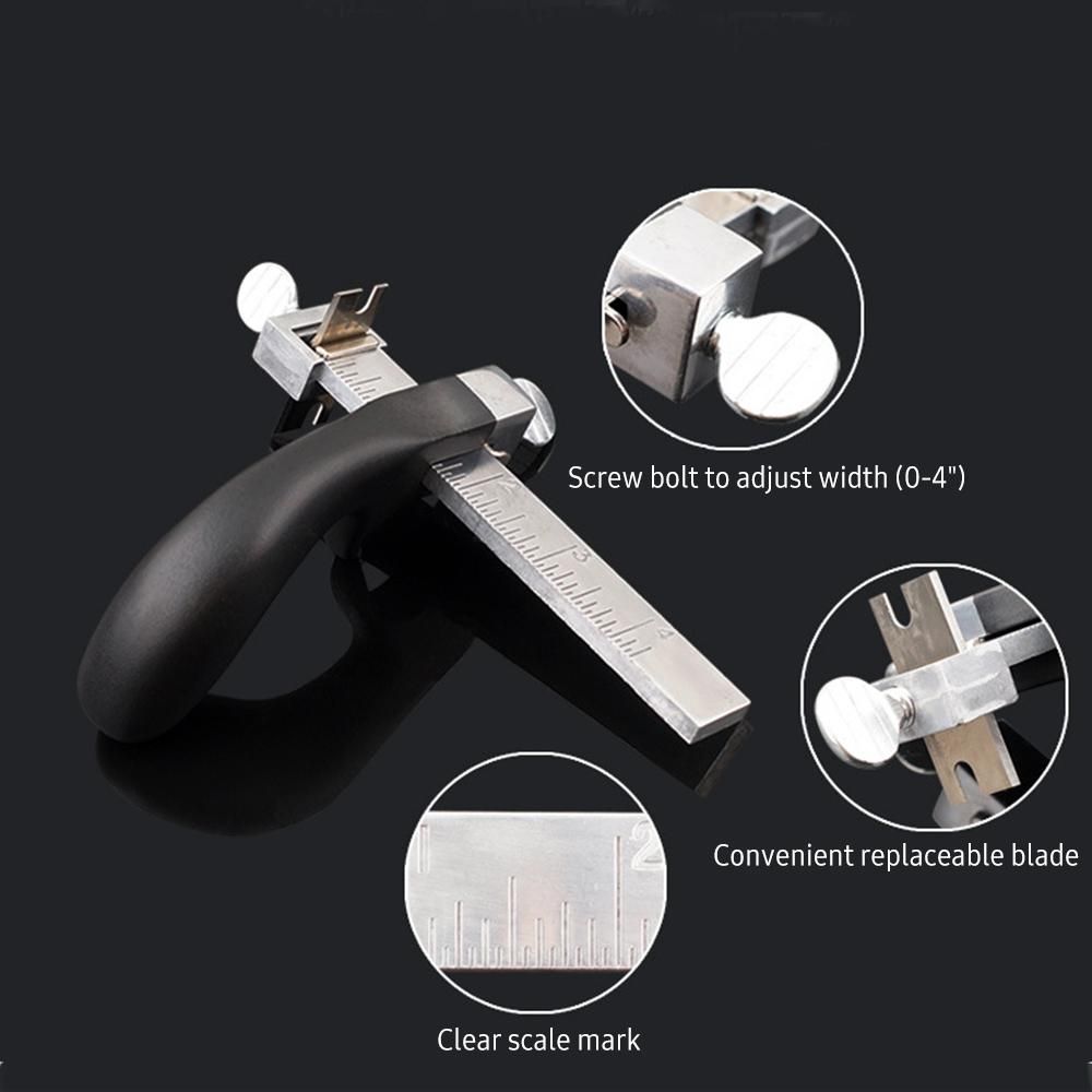 Leather Strap Cutter Hand Cutting Leather Tool Leather Strip Belt Cutter with Gauge Aluminium Handle for DIY Leathercraft
