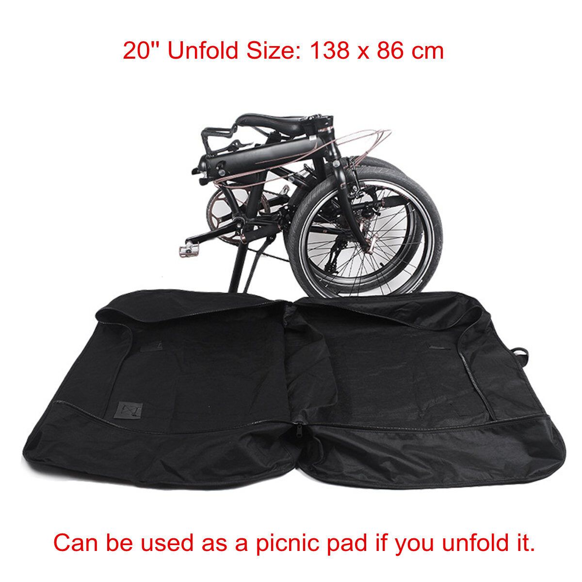 Folding Bike Bicycle Carrier Bag Carry Transport Travel Pouch Case 14/16/20 Inch Light Black