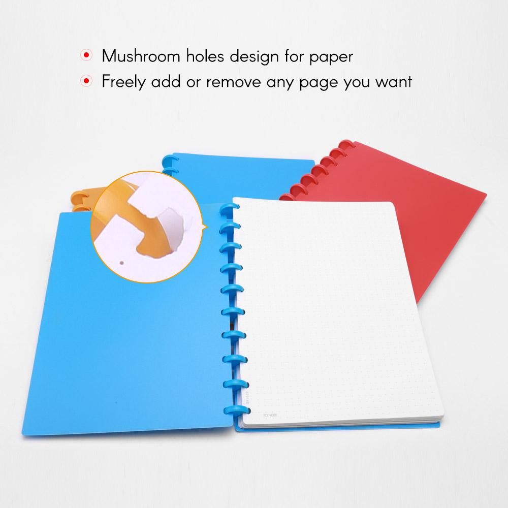 KW-trio Portable B5 Refillable Hardcover Writing Journal Notebook Loose Leaf Dotted/Blank Paper Mushroom Holes 10-Ring Binder Perfect for Travel Office Home School Students