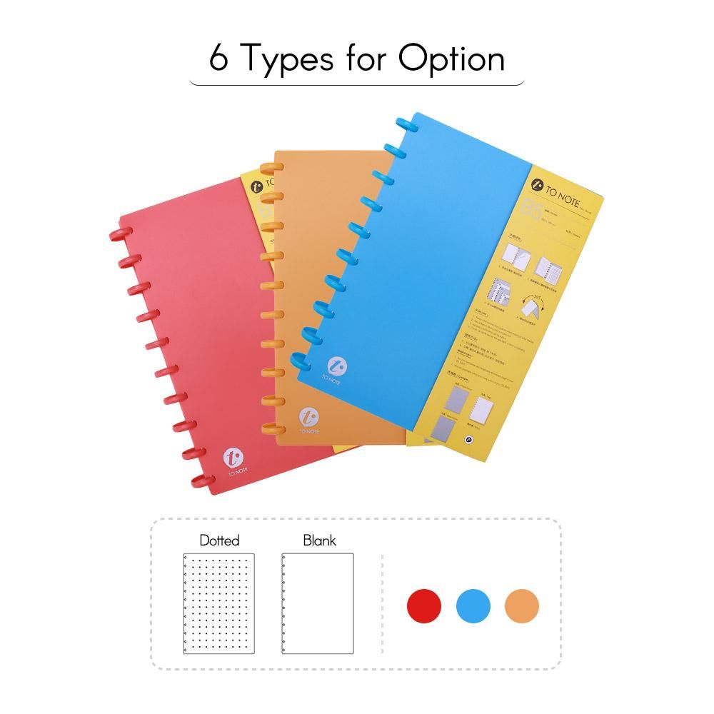 KW-trio Portable B5 Refillable Hardcover Writing Journal Notebook Loose Leaf Dotted/Blank Paper Mushroom Holes 10-Ring Binder Perfect for Travel Office Home School Students