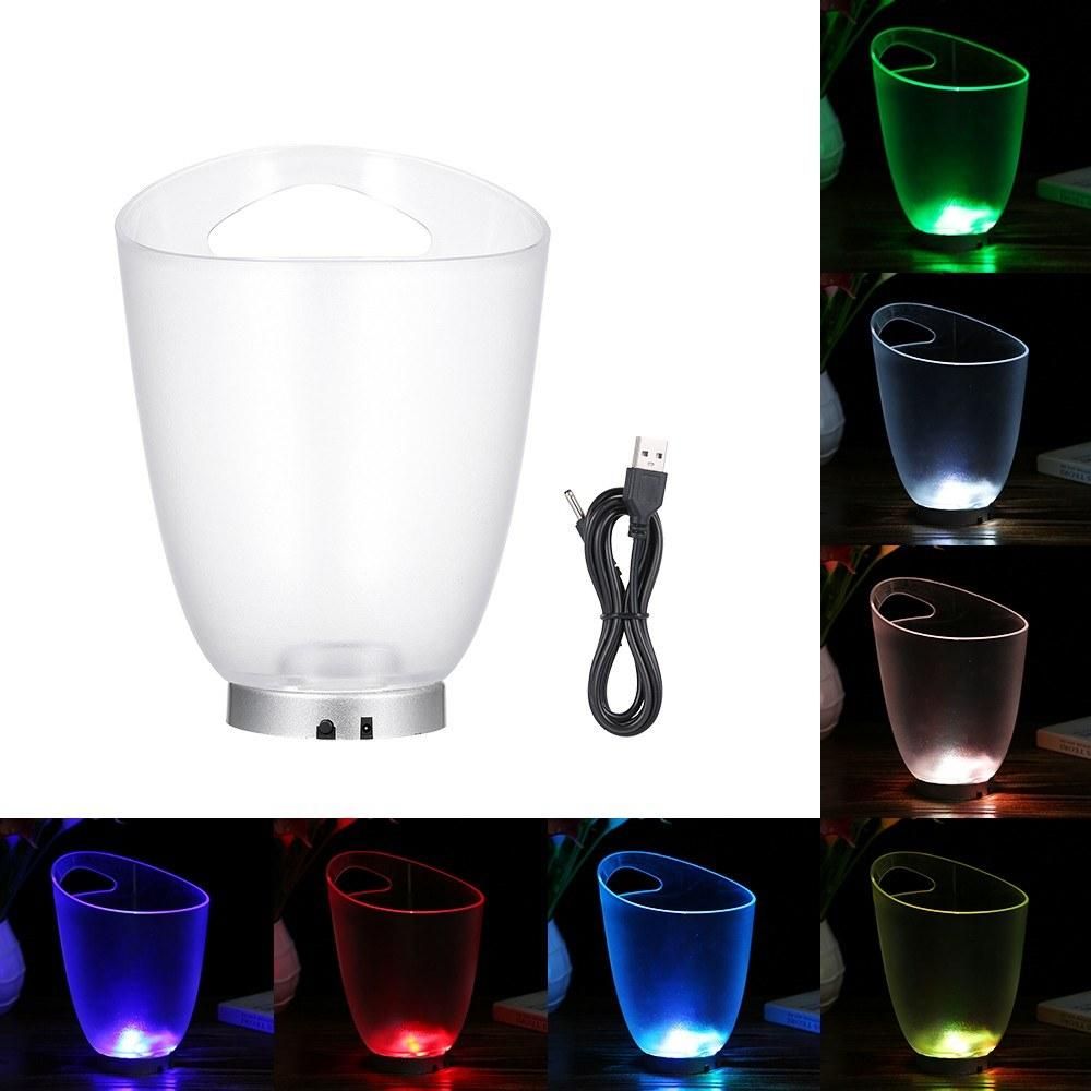 4L High Capacity 4 LED RGB Light Lamp Ice Bucket Curve Design Automatic Color Changing/ Static Color Battery Powered/ USB Operated IP65 Water Resistance for Home Party Bar Club Theme Restaurant Pub Wine Drink Beer Juice