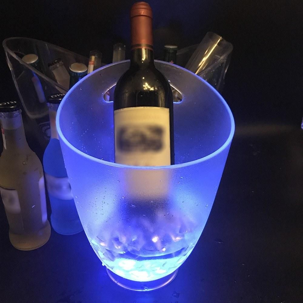 4L High Capacity 4 LED RGB Light Lamp Ice Bucket Curve Design Automatic Color Changing/ Static Color Battery Powered/ USB Operated IP65 Water Resistance for Home Party Bar Club Theme Restaurant Pub Wine Drink Beer Juice